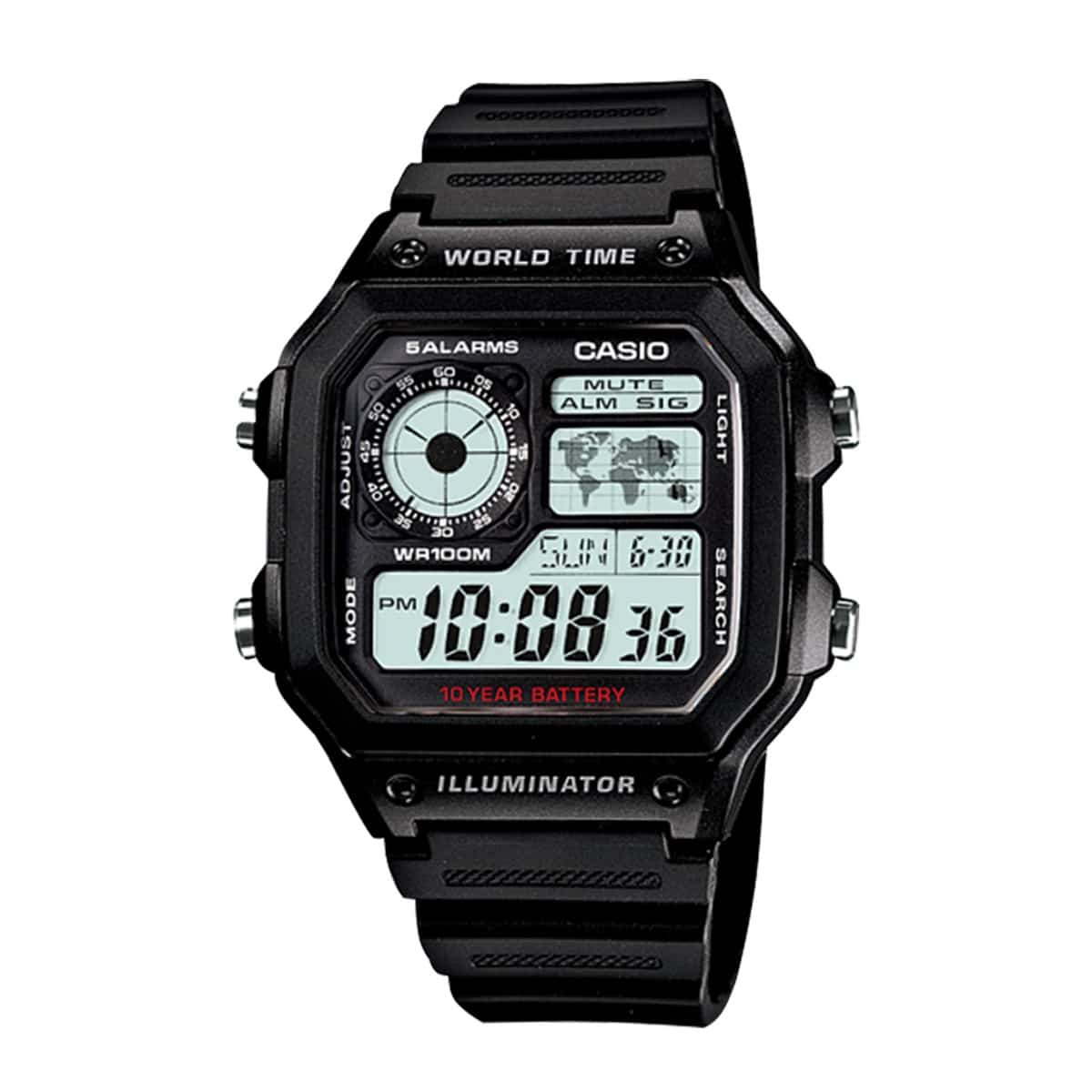 AE-1200WH Reloj Casio World Time Hombre Correa de Resina - Reloj original en Guatemala