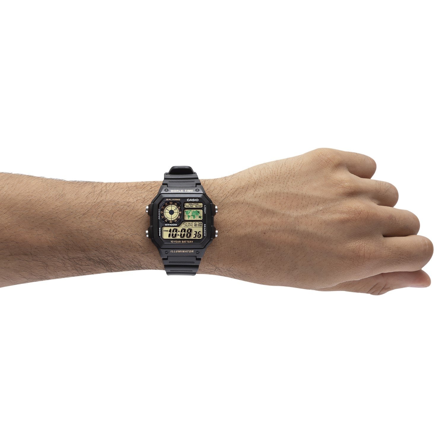 AE-1200WH-1BV Reloj Casio para Caballero, Illuminator Hora Mundial 10 Años de Batería