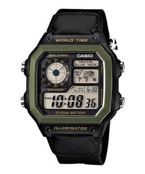 AE-1200WHB-1BV Reloj Casio World Time Hombre Correa de Cuero