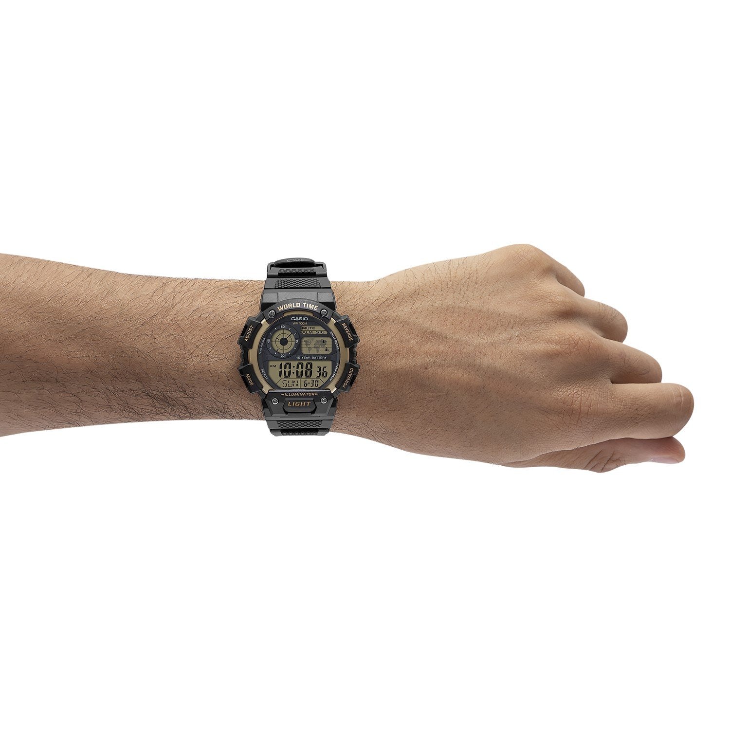 AE-1400WH Reloj Casio World Time Hombre Resina Negro Dorado - Vista 6
