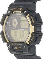 AE-1400WH Reloj Casio World Time Hombre Resina Negro Dorado - Vista lateral