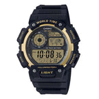 AE-1400WH Reloj Casio World Time Hombre Resina Negro Dorado - Reloj original en Guatemala