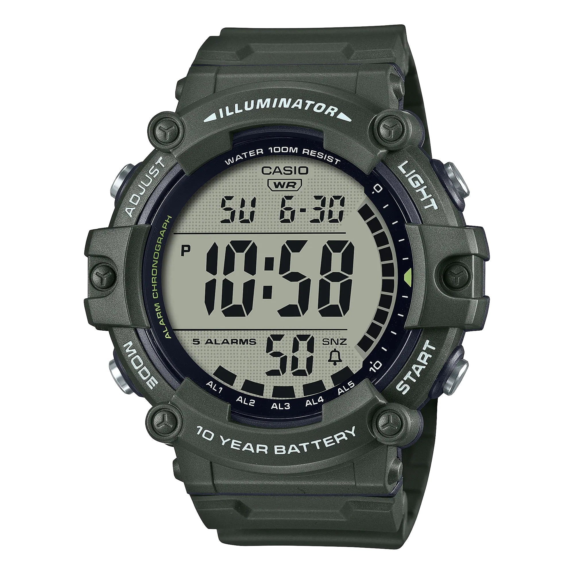 AE-1500WHX Reloj Casio Illuminator Hombre Resina Verde - Reloj original en Guatemala