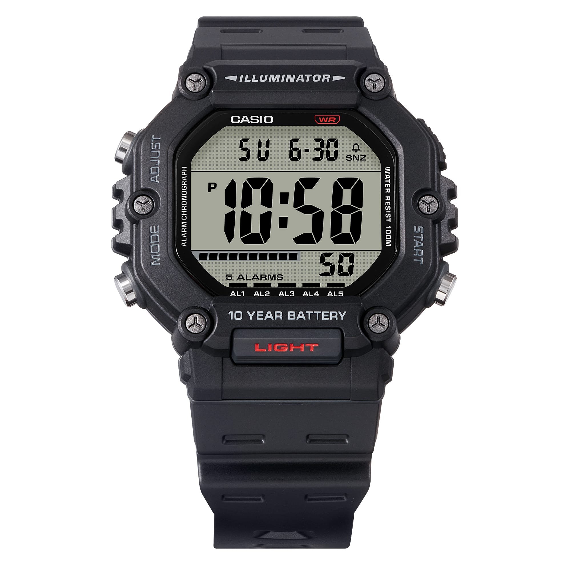 AE-1600H-1AV Reloj Casio Unisex Correa de Resina Negro - Vista lateral