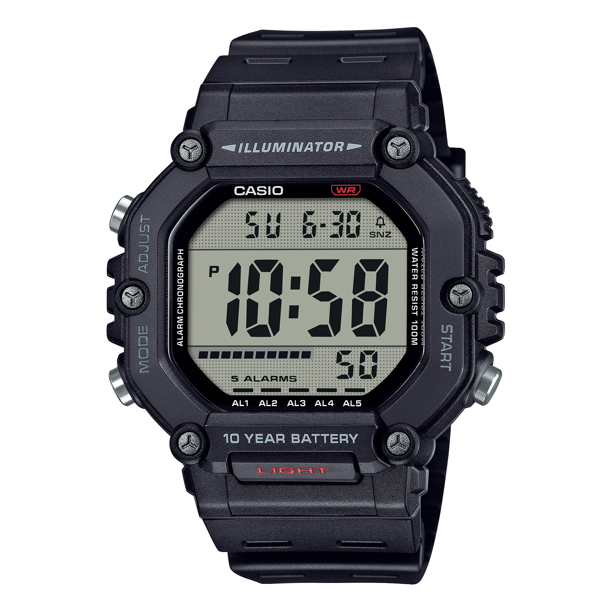 AE-1600H-1AV Reloj Casio Unisex Correa de Resina Negro - Reloj original en Guatemala