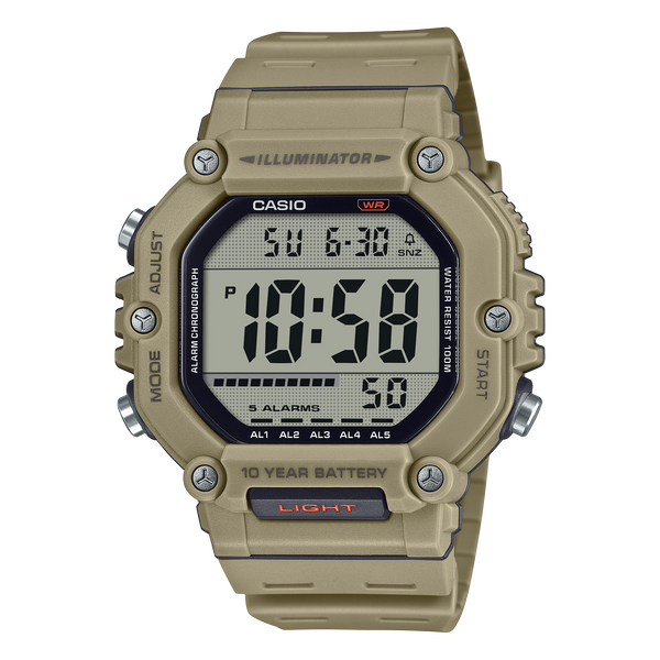 AE-1600H-5AV Reloj Casio Unisex Digital Resina Beige - Reloj original en Guatemala