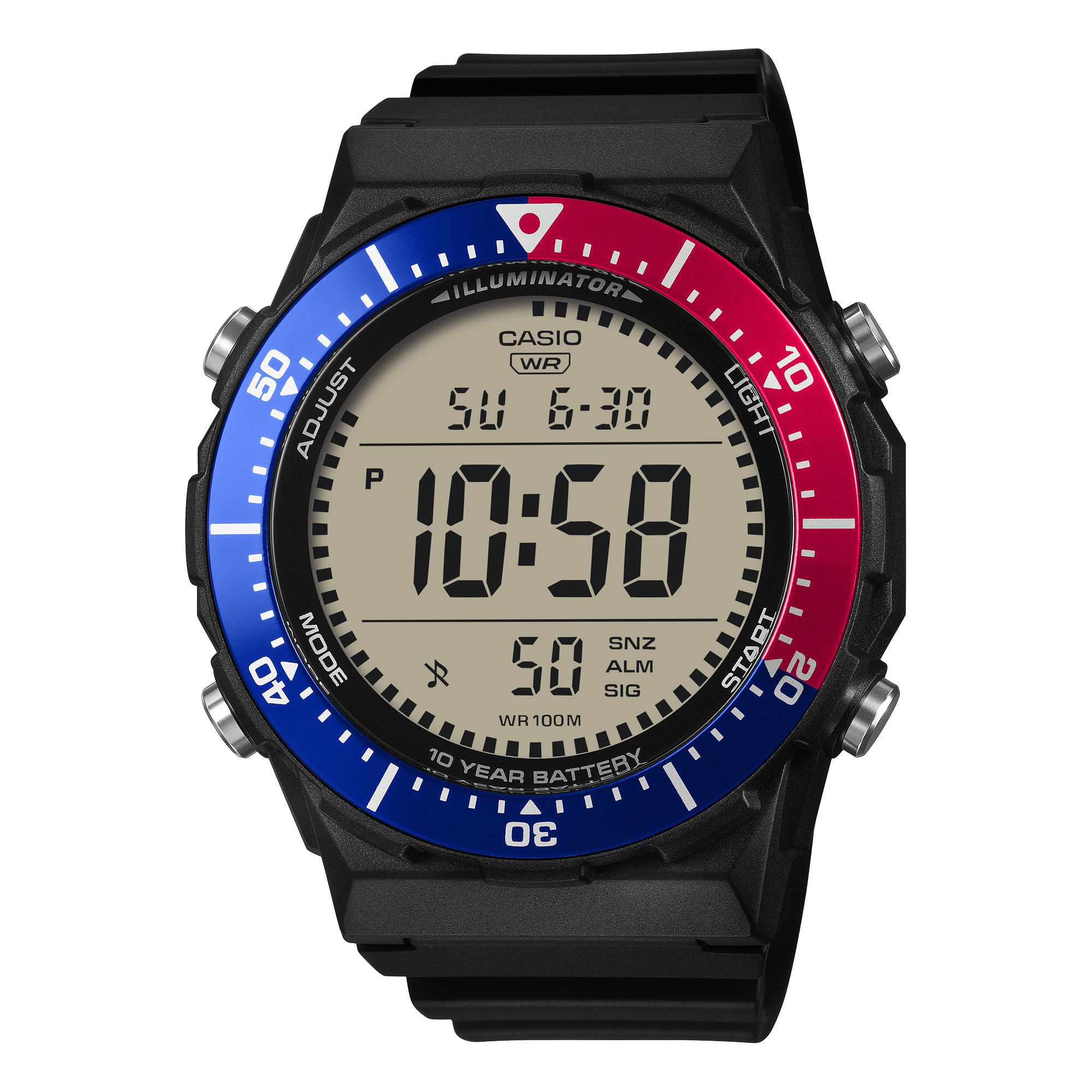 AE-1700H-1A2V Reloj Casio Hombre Resina Negro Bisel Azul y Rojo - Reloj original en Guatemala