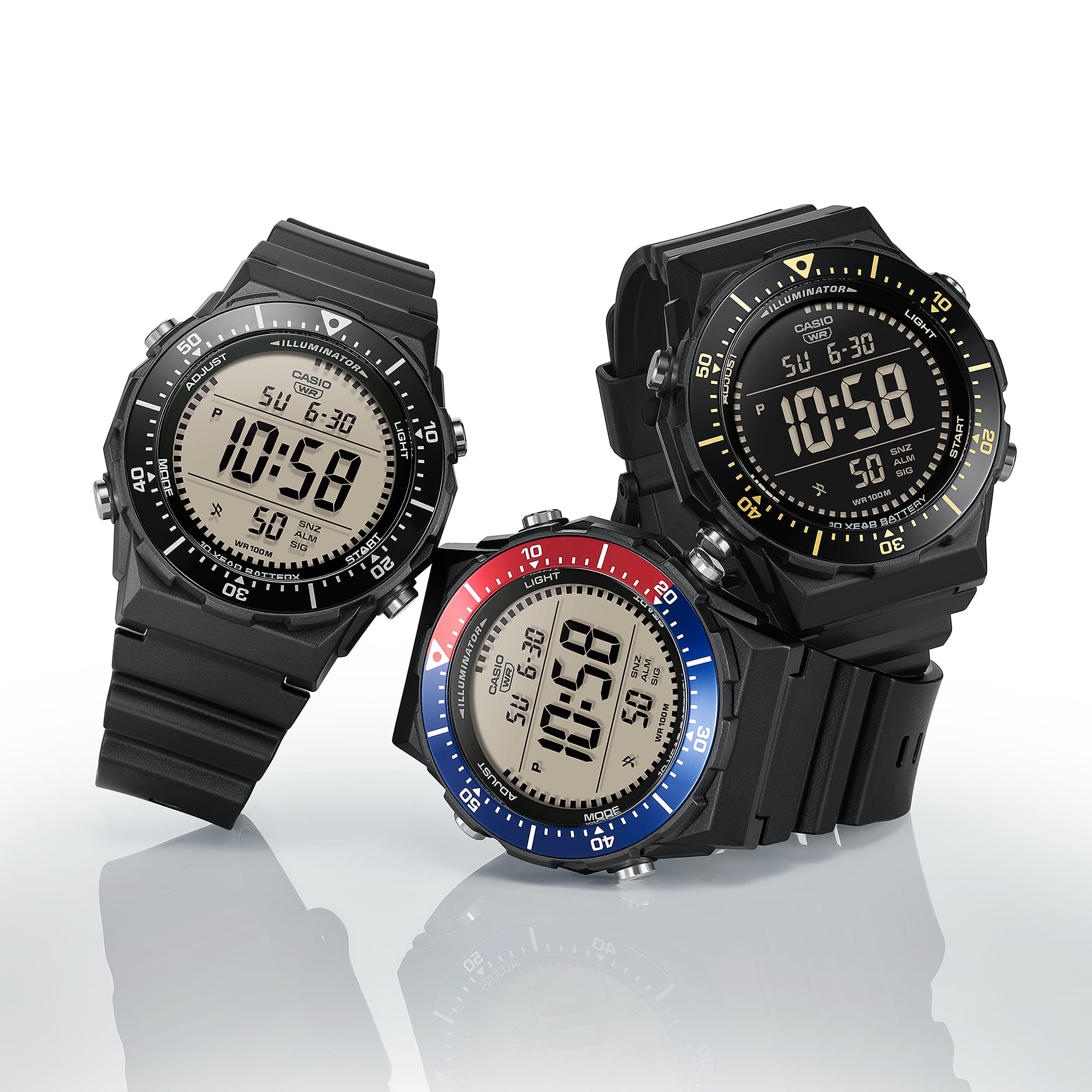 AE-1700H-1A2V Reloj Casio Hombre Resina Negro Bisel Azul y Rojo - Vista trasera