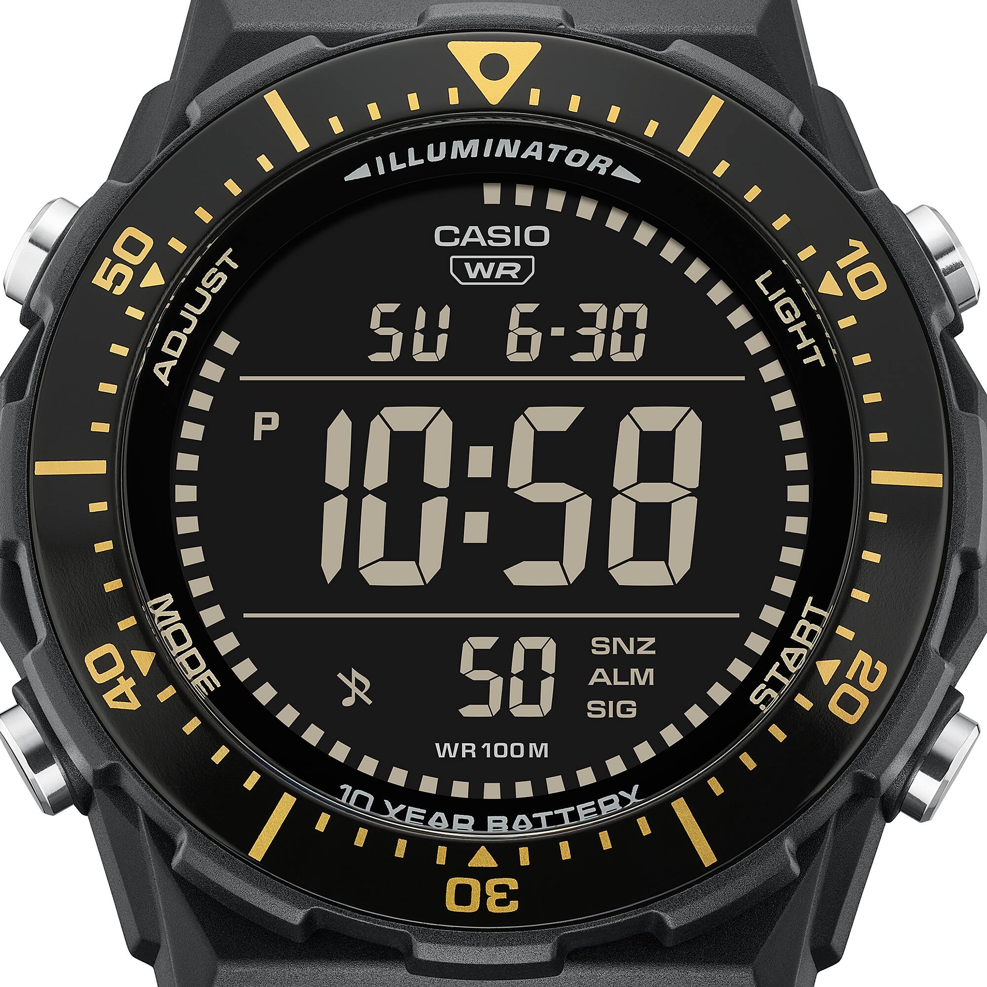 AE-1700H-1BV Reloj Casio Hombre Resina Negro y Dorado - Detalle de esfera