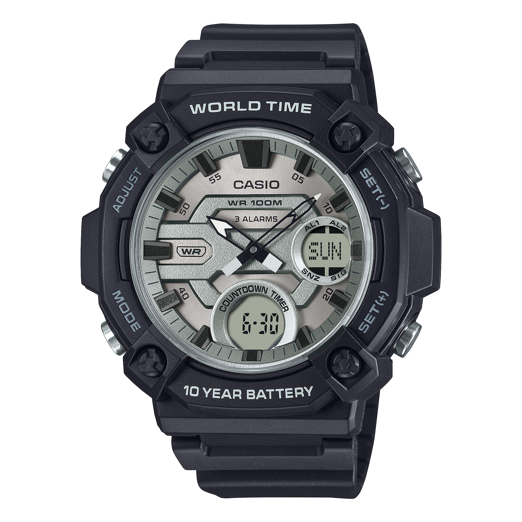 AEQ-120W-7AV Casio de hombre pulsera de resina 10 años de batería