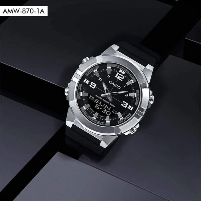 AMW-870-1AV Reloj Casio de caballero correa de caucho — imagen 3 de 3