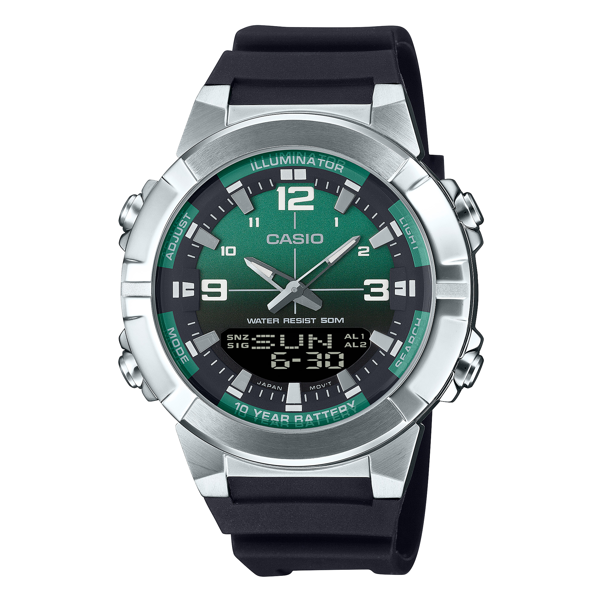AMW-870A-3AV Casio Doble hora correa de caucho