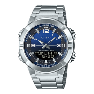 AMW-870DA-2A1V Casio Reloj doble hora pulsera de metal para hombre