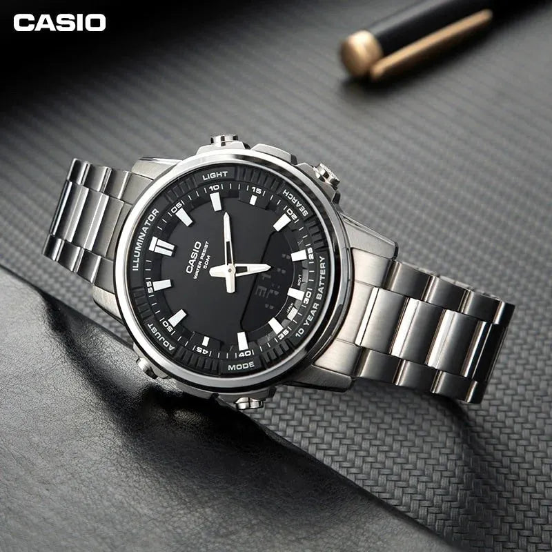 AMW-880D-1AV Reloj Casio de hombre correa de metal doble hora
