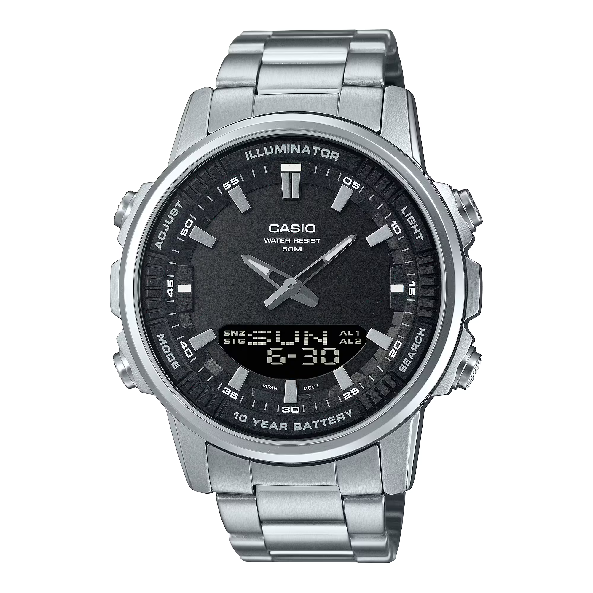 AMW-880D-1AV Reloj Casio de hombre correa de metal doble hora