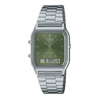 AQ-230A-3A Casio reloj unisex pulsera de metal doble hora