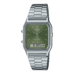 AQ-230A-3A Casio reloj unisex pulsera de metal doble hora