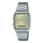 AQ-230A-9A Casio Unisex pulsera de metal doble hora