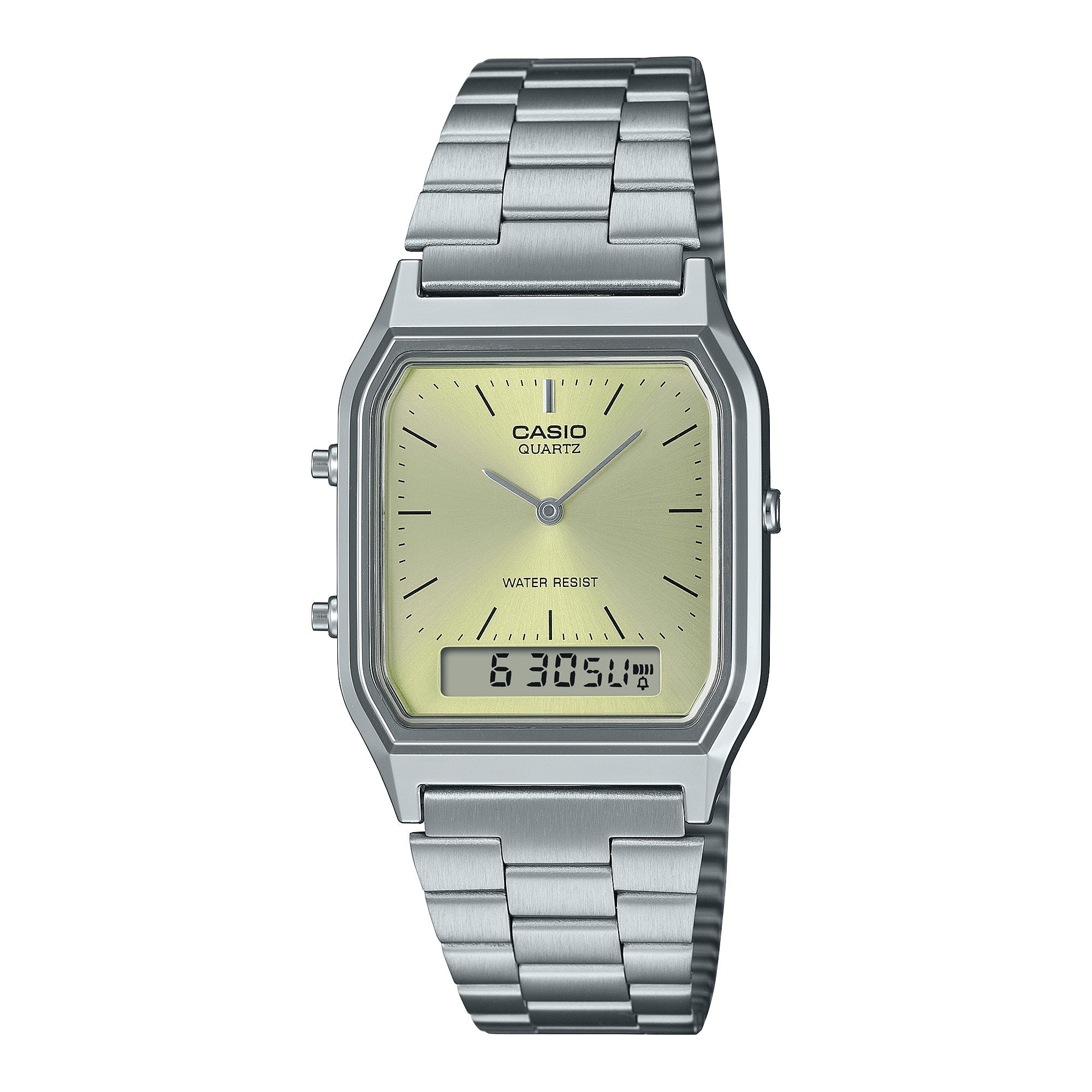 AQ-230A-9A Casio Unisex pulsera de metal doble hora