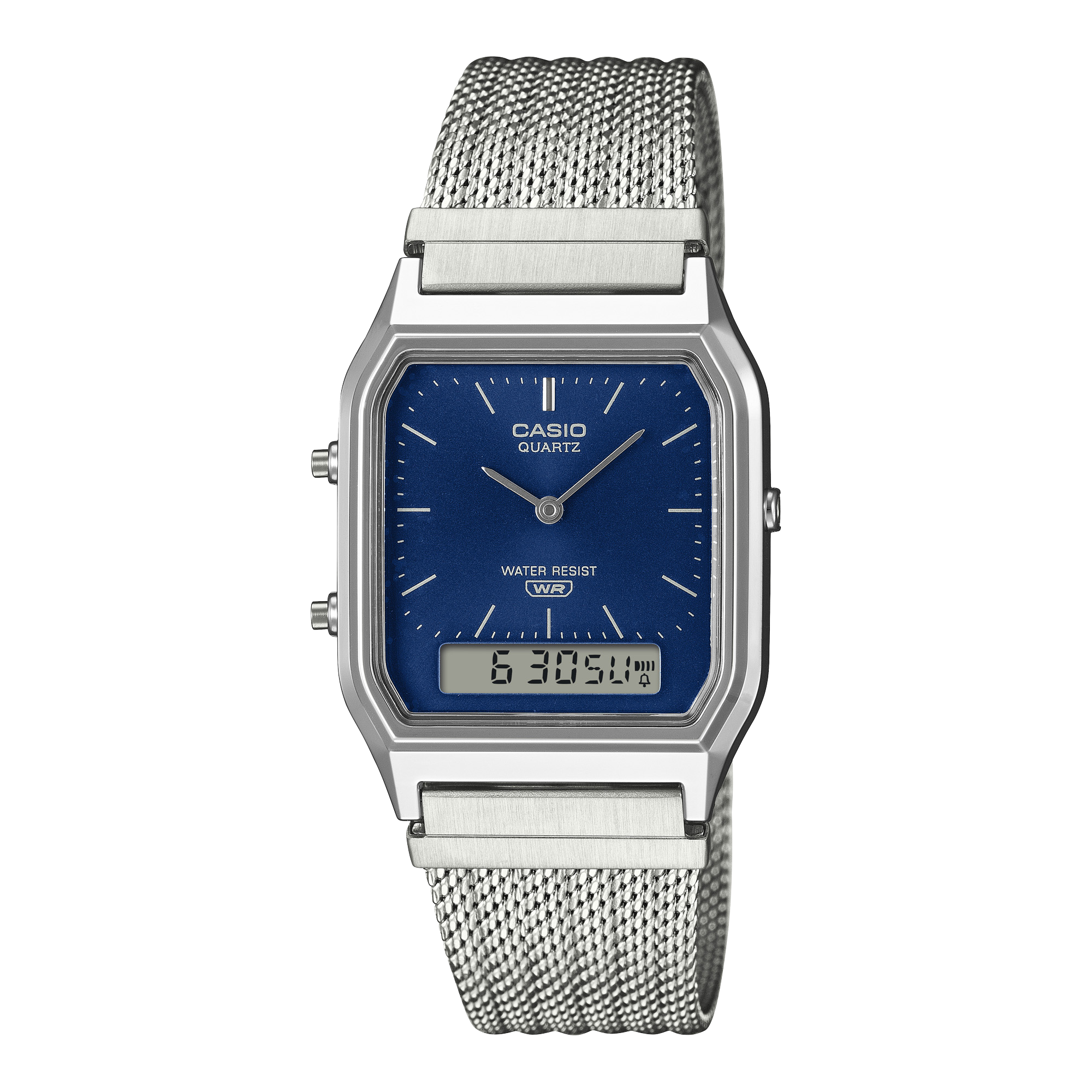 AQ-230EM Reloj Casio Vintage Unisex Acero Esfera Azul - Reloj original en Guatemala