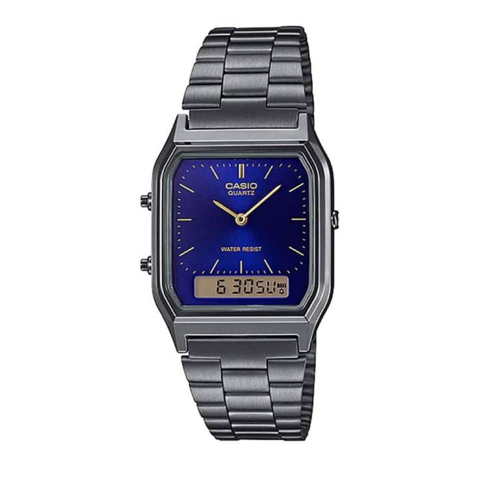 AQ-230GG Reloj Casio Vintage Unisex Acero Esfera Azul - Reloj original en Guatemala