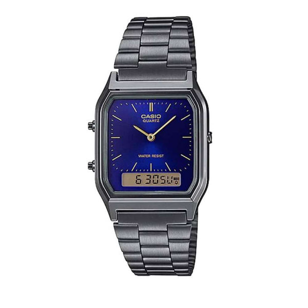 AQ-230GG Reloj Casio Vintage Unisex Acero Esfera Azul - Reloj original en Guatemala