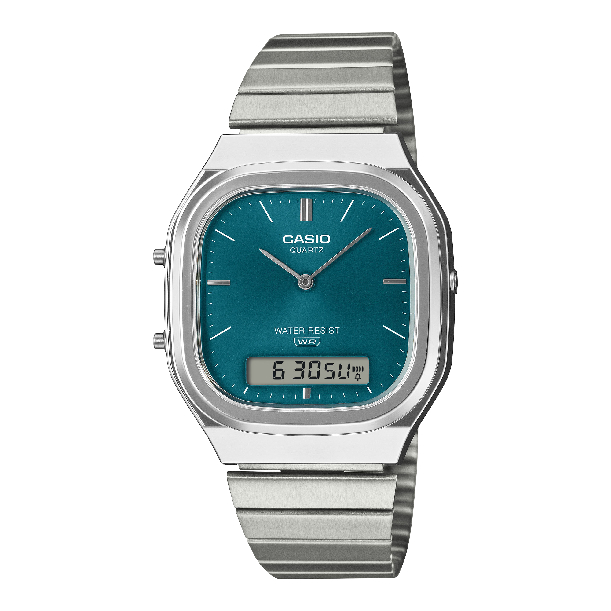 AQ-240E-3A Reloj Casio de dama pulsera de metal - Acero Inoxidable Plateado