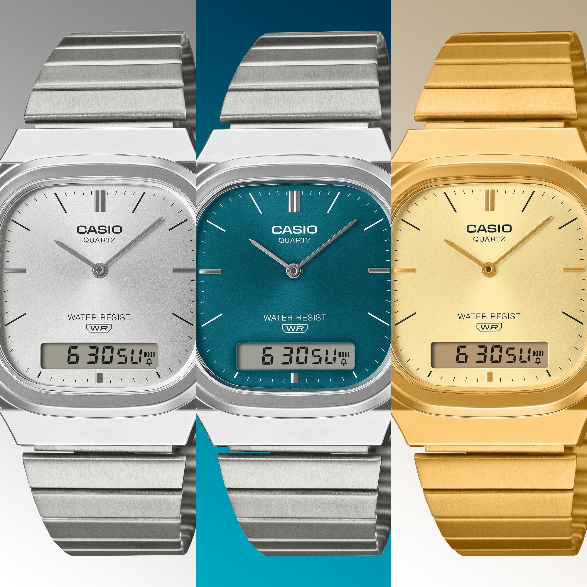 AQ-240E-3A Reloj Casio de dama pulsera de metal - Acero Inoxidable Plateado