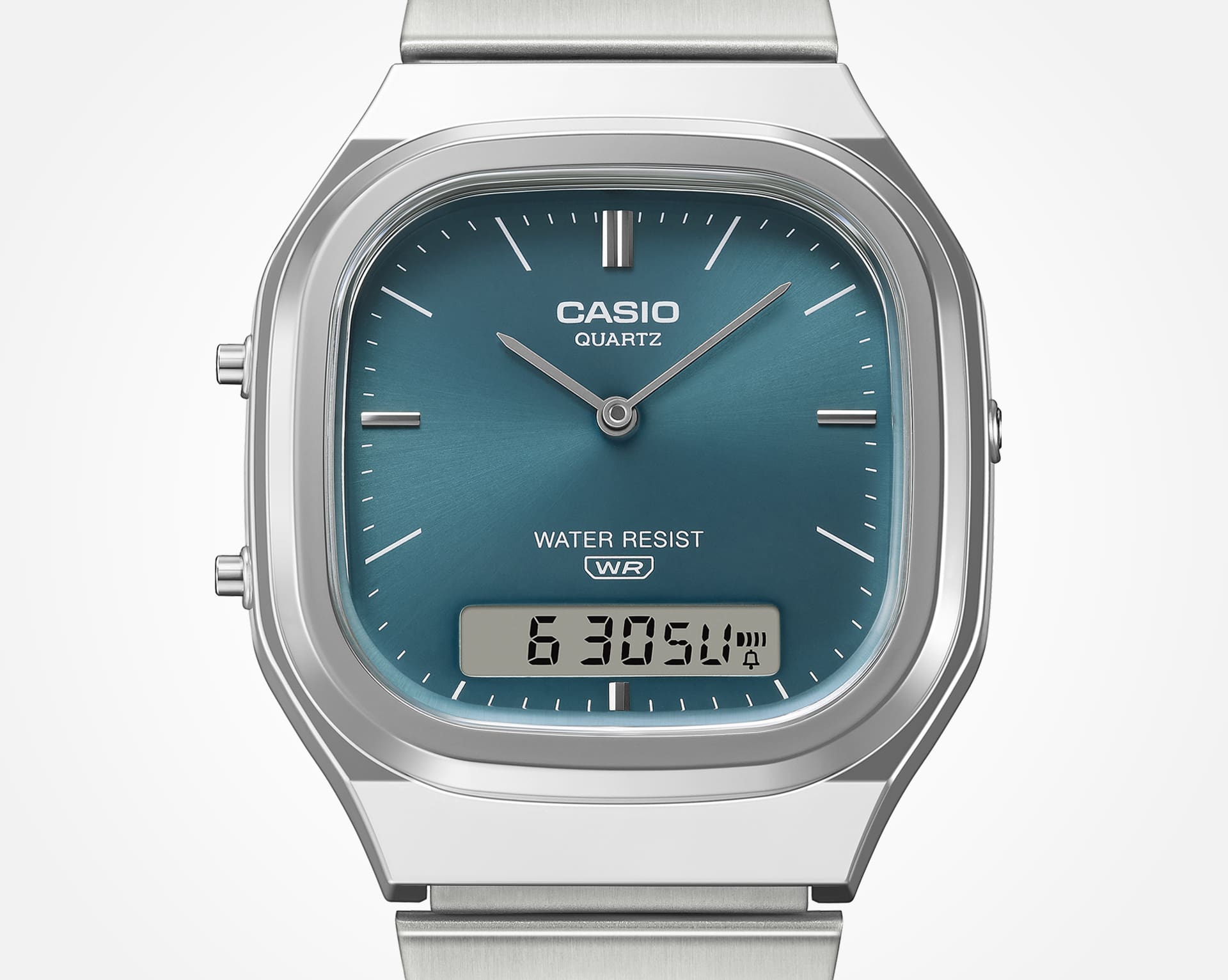 AQ-240E-3A Reloj Casio de dama pulsera de metal - Acero Inoxidable Plateado