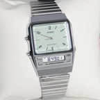 AQ-800E-7A2 Reloj Casio Vintage Clásico para caballero y dama con Pulsera de Metal y Doble Hora
