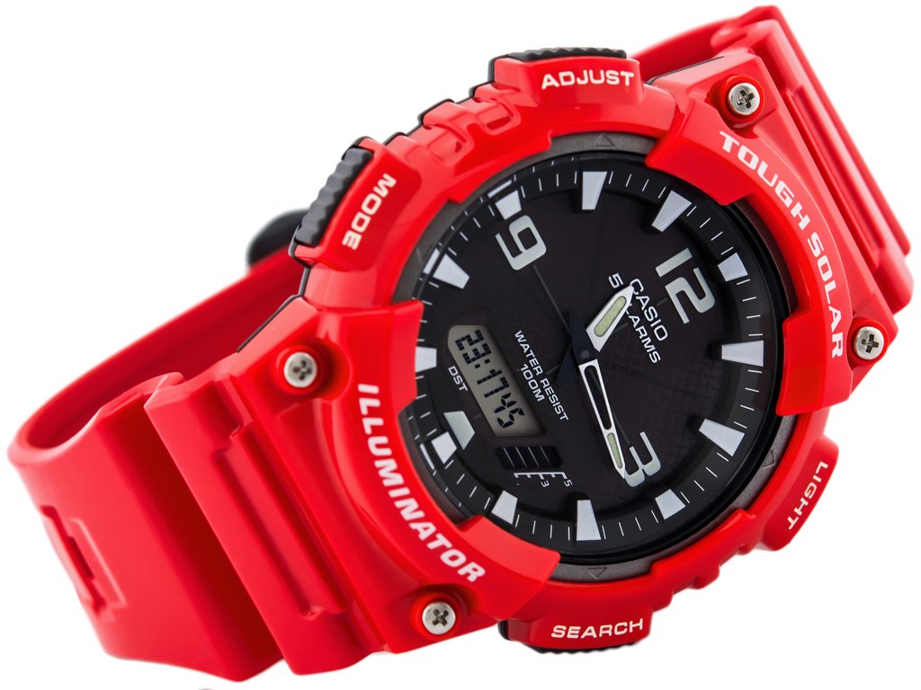 AQ-S810WC Reloj Casio Tough Solar Hombre Resina Rojo - Vista trasera