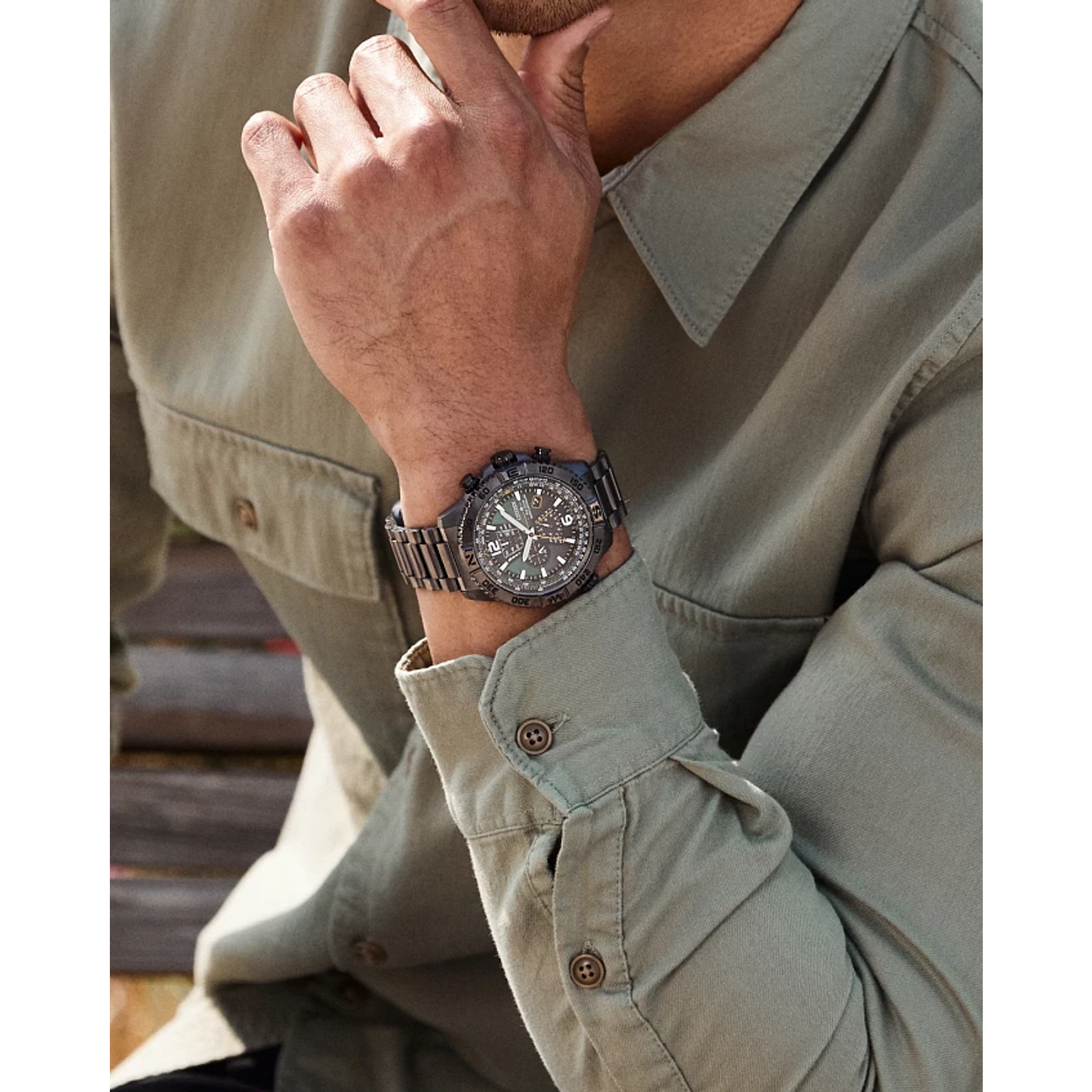 56X Reloj Citizen Promaster Eco-drive de caballero pulsera de metal - Detalle de esfera