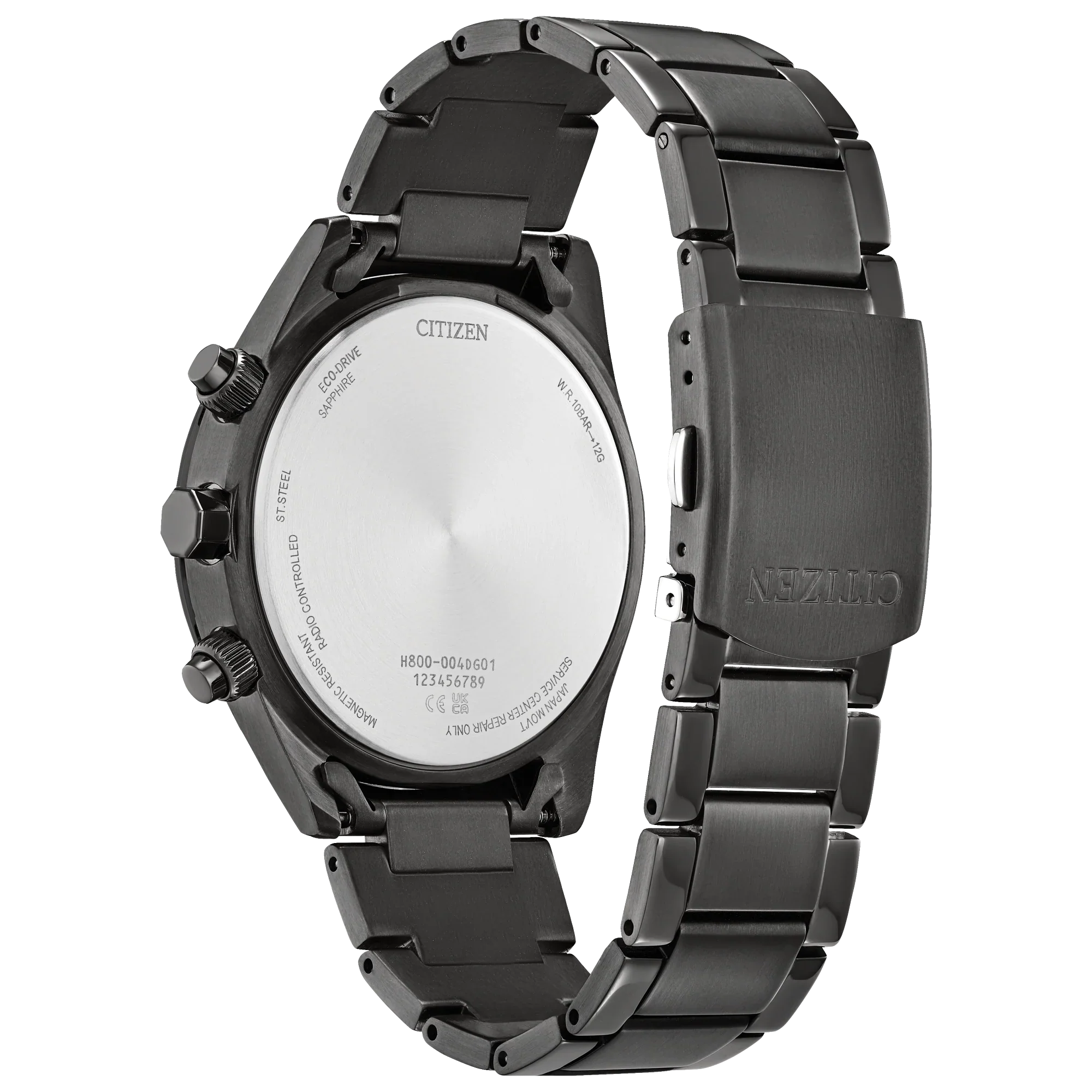 51X Reloj Citizen Eco-Drive Attesa Hombre Acero Negro Verde - Vista lateral