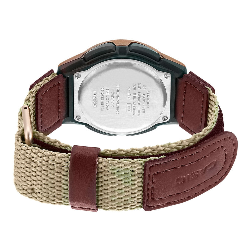 AW-80V-5BV Reloj Casio para Hombre, Illuminator 10 Años de Batería - Marrón