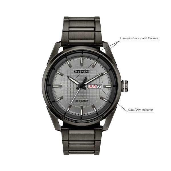 58H Reloj Citizen CTO Eco-Drive de hombre correa de metal - Vista lateral