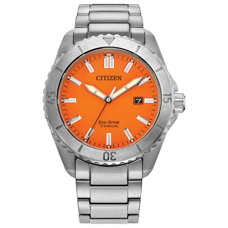 AW1840 Reloj Citizen Brycen de hombre pulsera de titanio esfera naranja