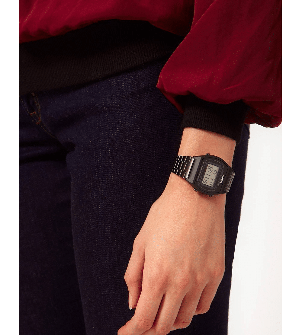 B-640WB-1A Reloj Casio Unisex, Vintage Clásico Illuminator - Acero Inoxidable Negro