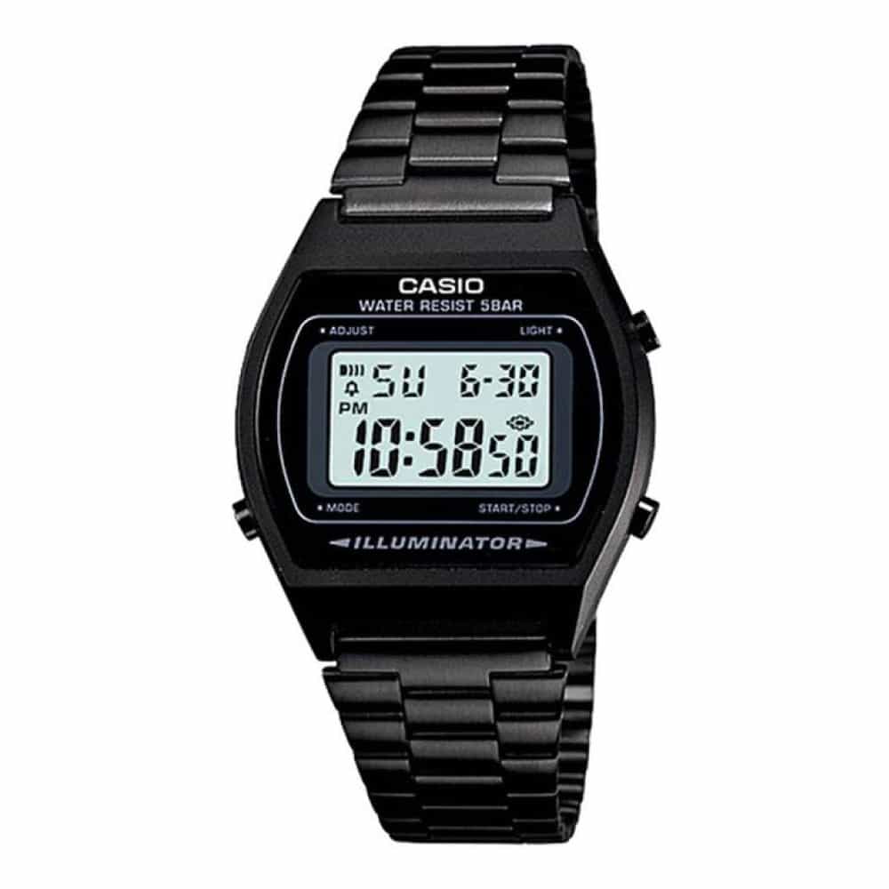 B-640WB-1A Reloj Casio Unisex, Vintage Clásico Illuminator - Acero Inoxidable Negro