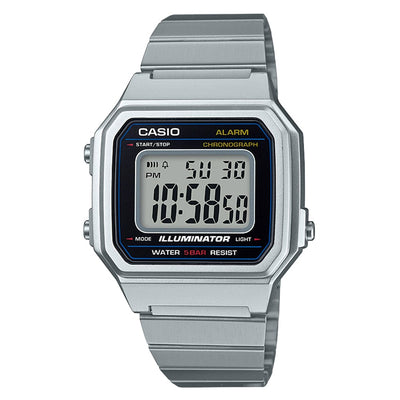B-650WD-1A Reloj Casio para Hombre, Vintage Clásico Illuminator - Plateado
