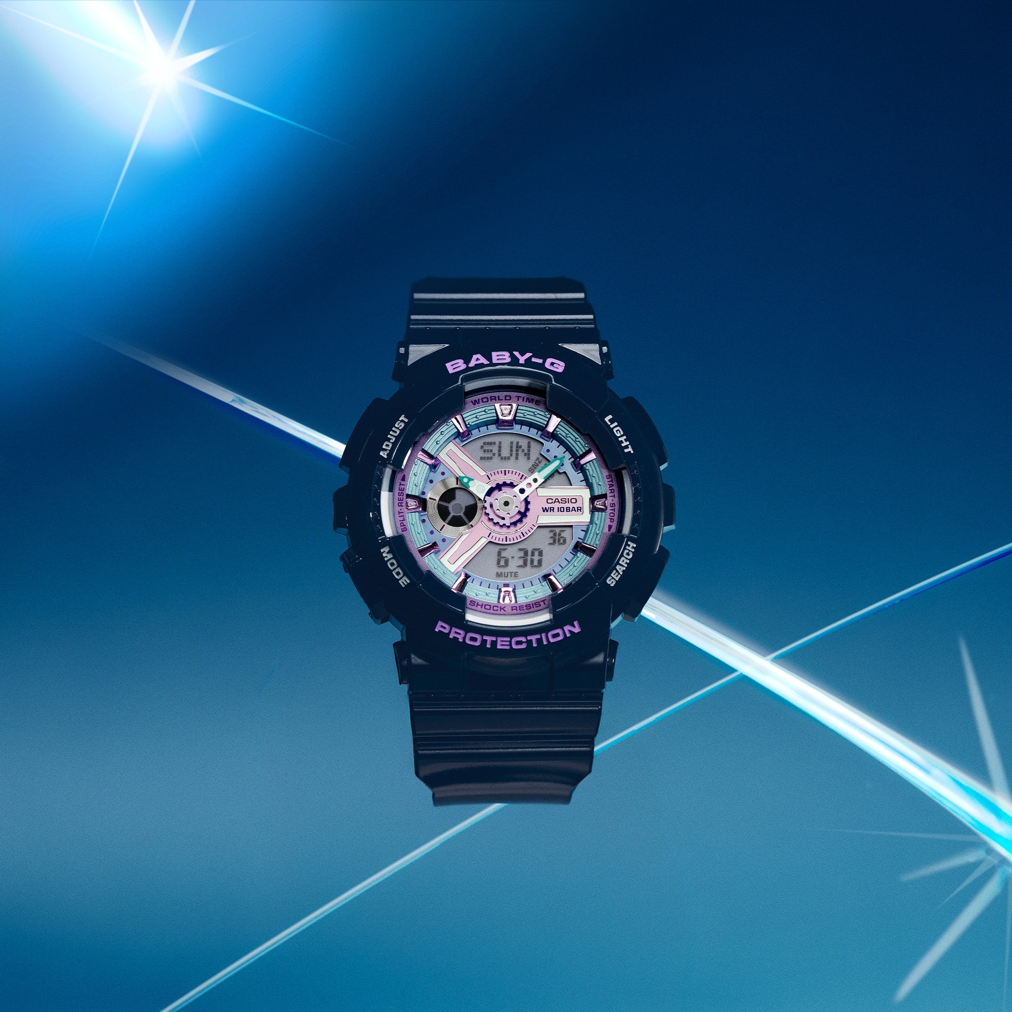 BA-110MC-2A Reloj Baby-G de dama correa de resina - Resina Azul
