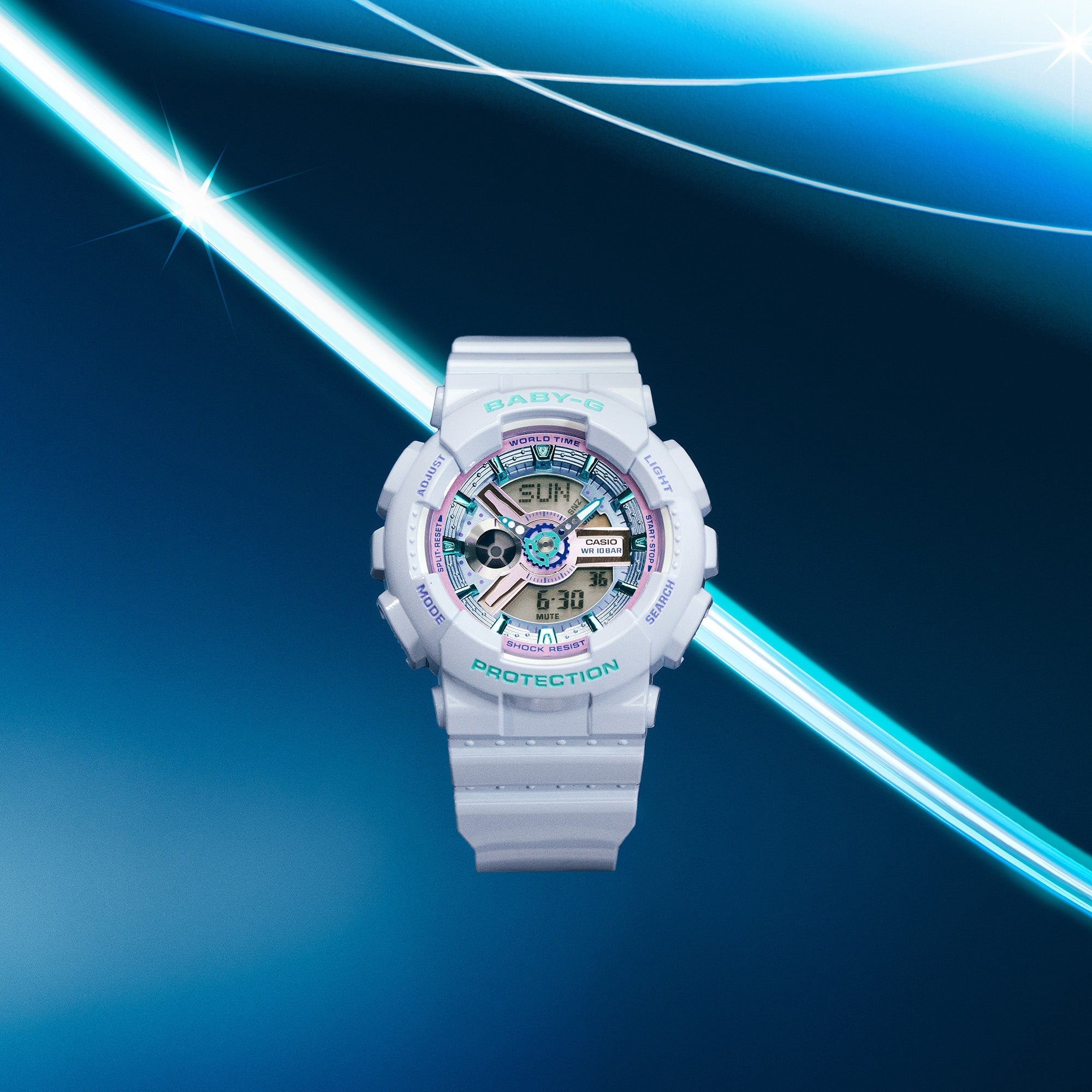 BA-110MC-7A Reloj Baby-G de señorita correa de resina - Resina Blanco