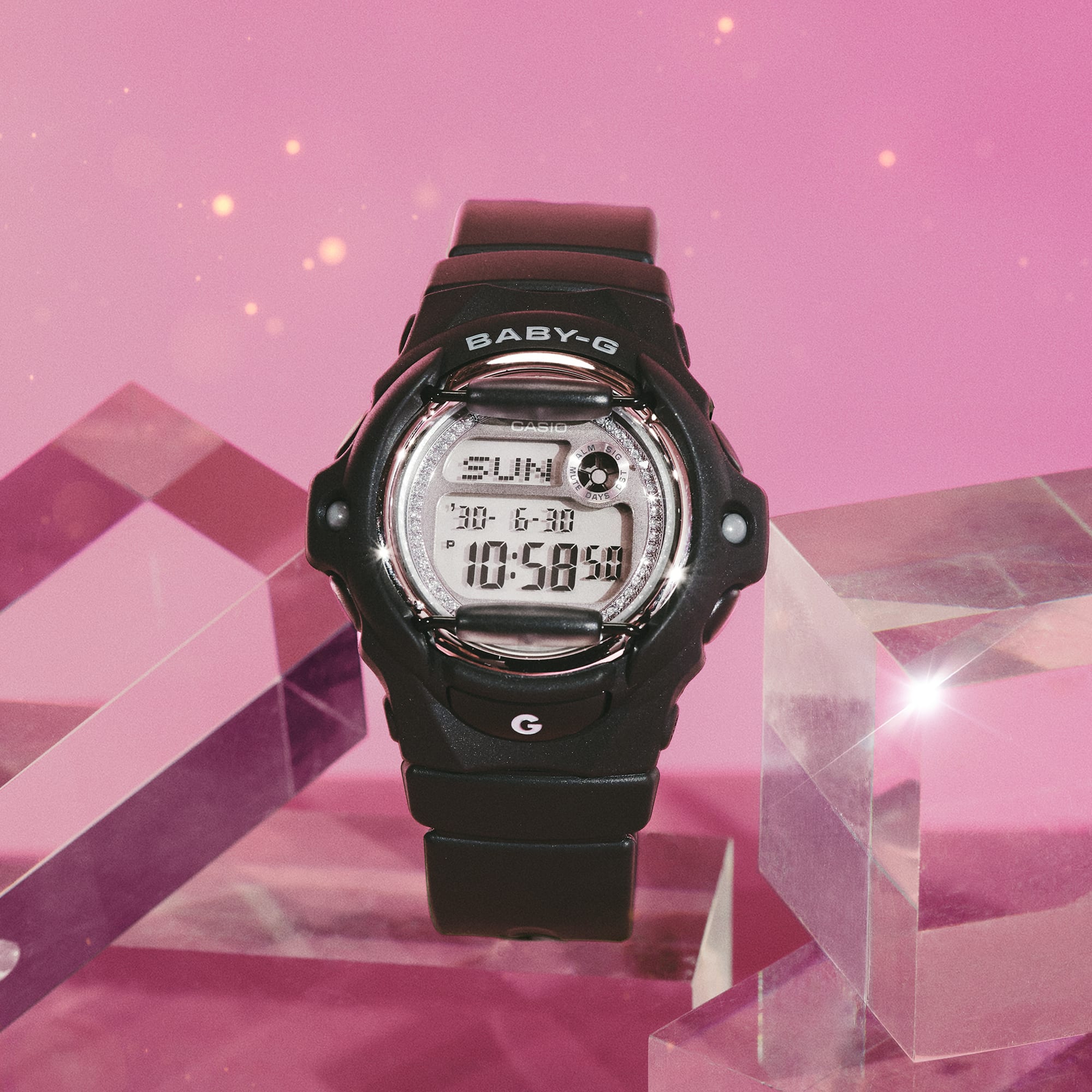 BG-169KB-1 Reloj Baby-G de mujer correa de caucho - Resina Negro