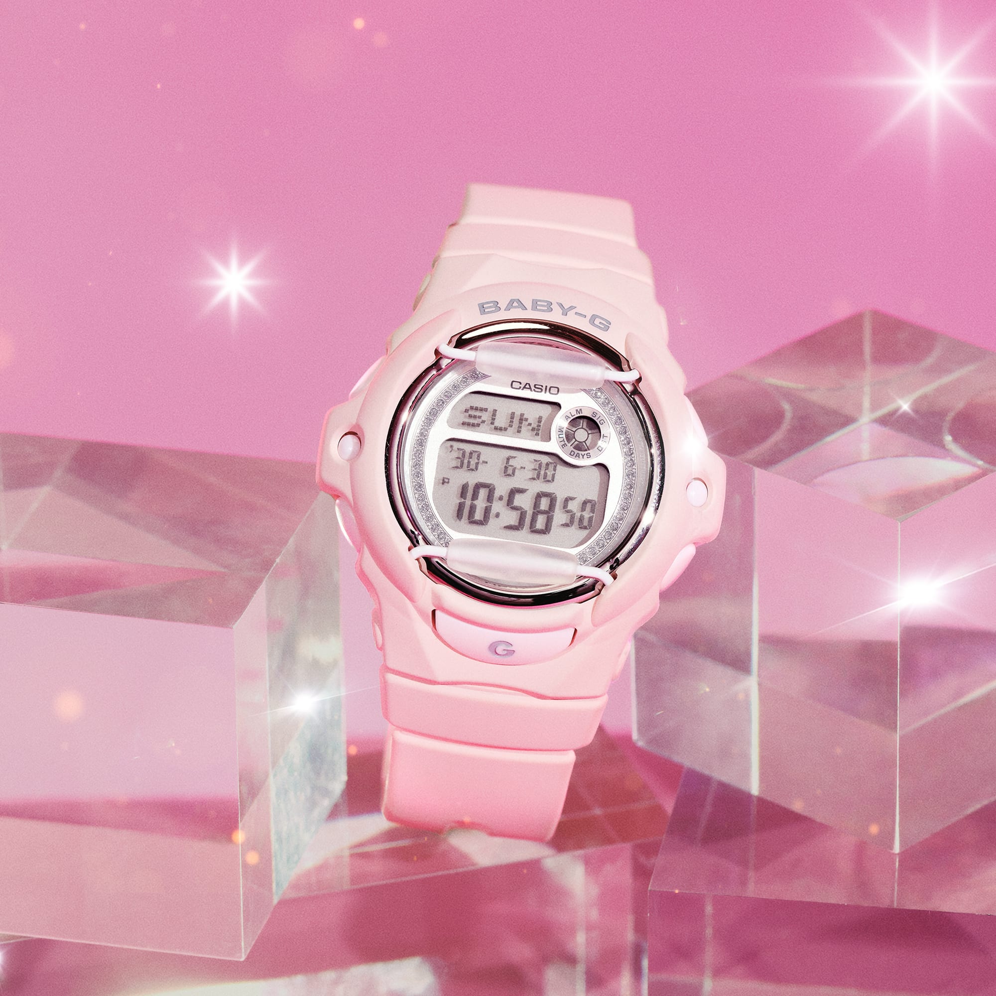 BG-169KB-4 Reloj Baby-G de mujer correa de resina - Resina Rosa