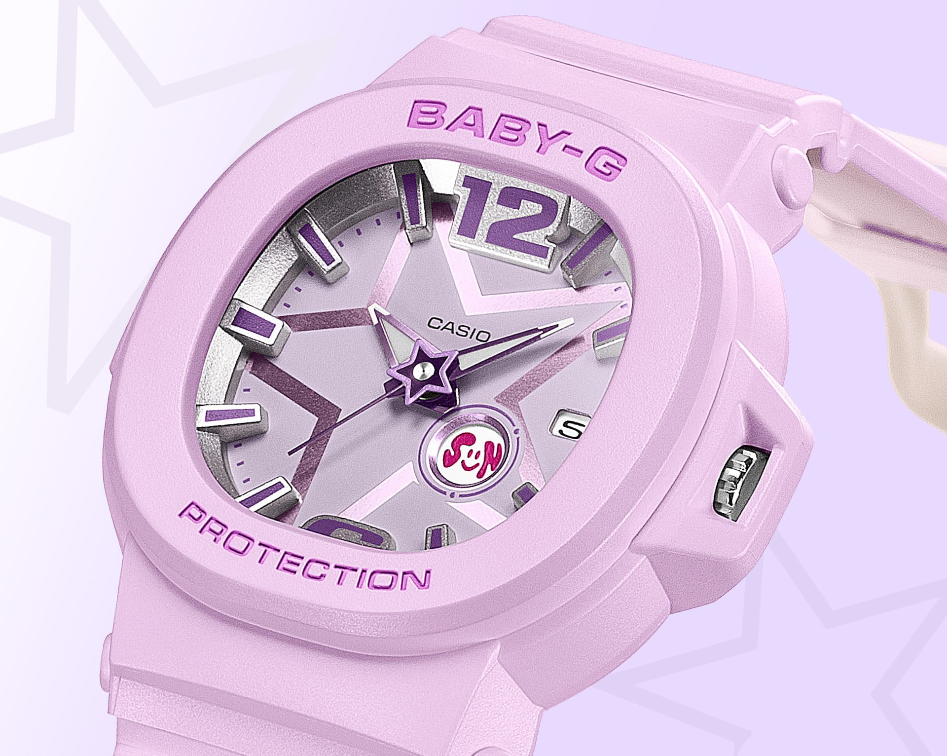 10D Reloj Baby-G Mujer Resina Lila - Vista trasera