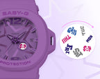 10D Reloj Baby-G Mujer Resina Lila - Detalle de esfera