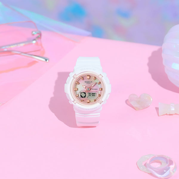 280TD-7A Reloj Baby-G Mujer Resina Blanco Esfera Rosa - Vista lateral