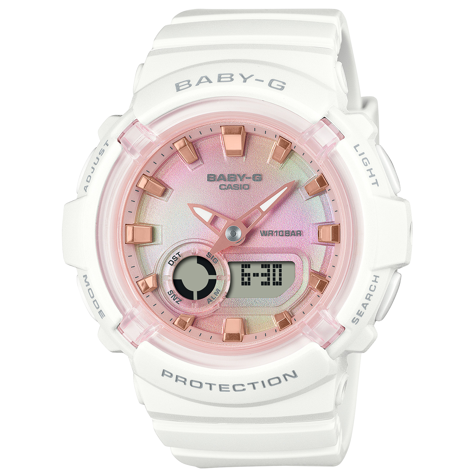 280TD-7A Reloj Baby-G Mujer Resina Blanco Esfera Rosa - Reloj original en Guatemala