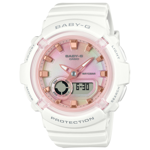 280TD-7A Reloj Baby-G Mujer Resina Blanco Esfera Rosa - Reloj original en Guatemala