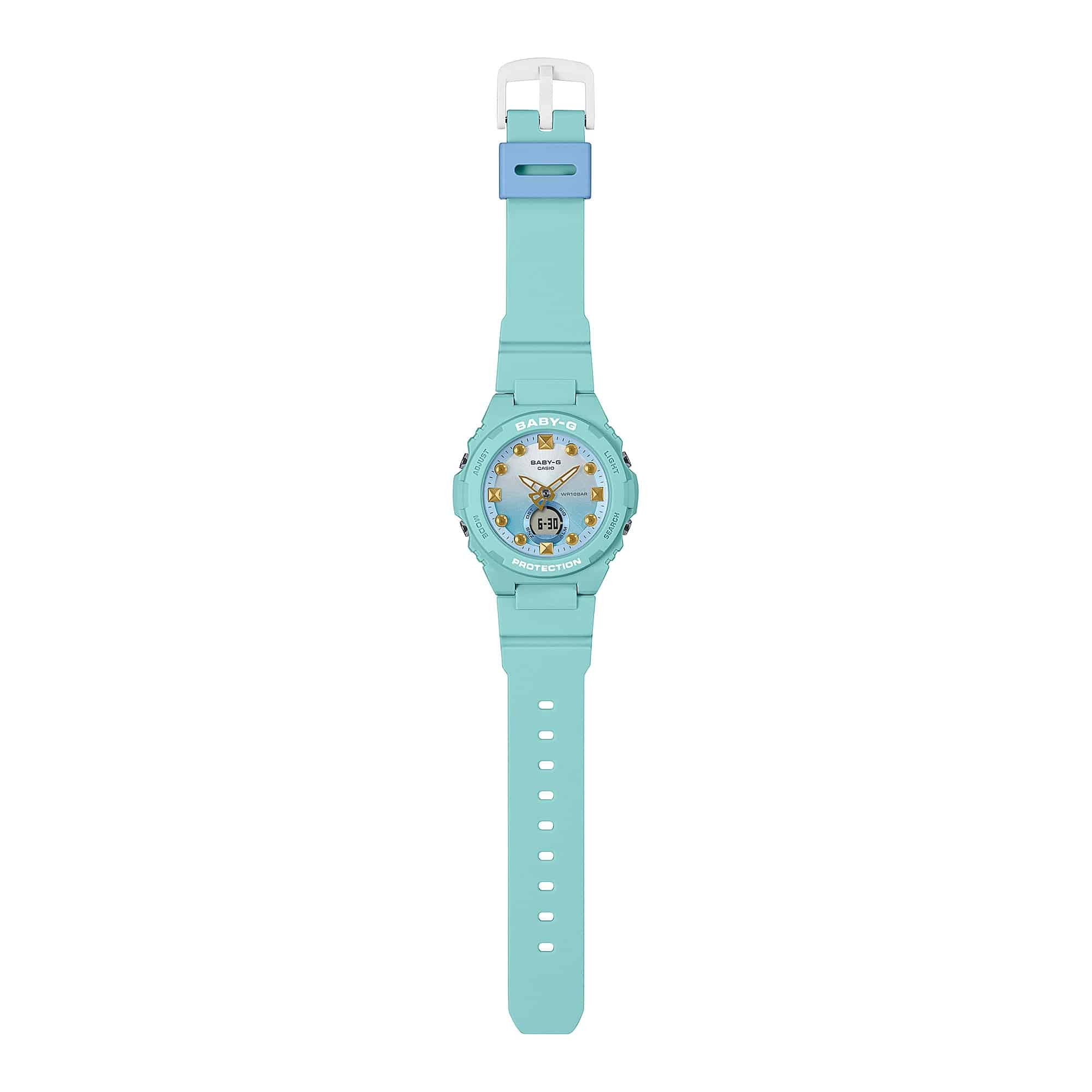 320 Reloj Baby-G Mujer Correa Resina Turquesa - Detalle de esfera