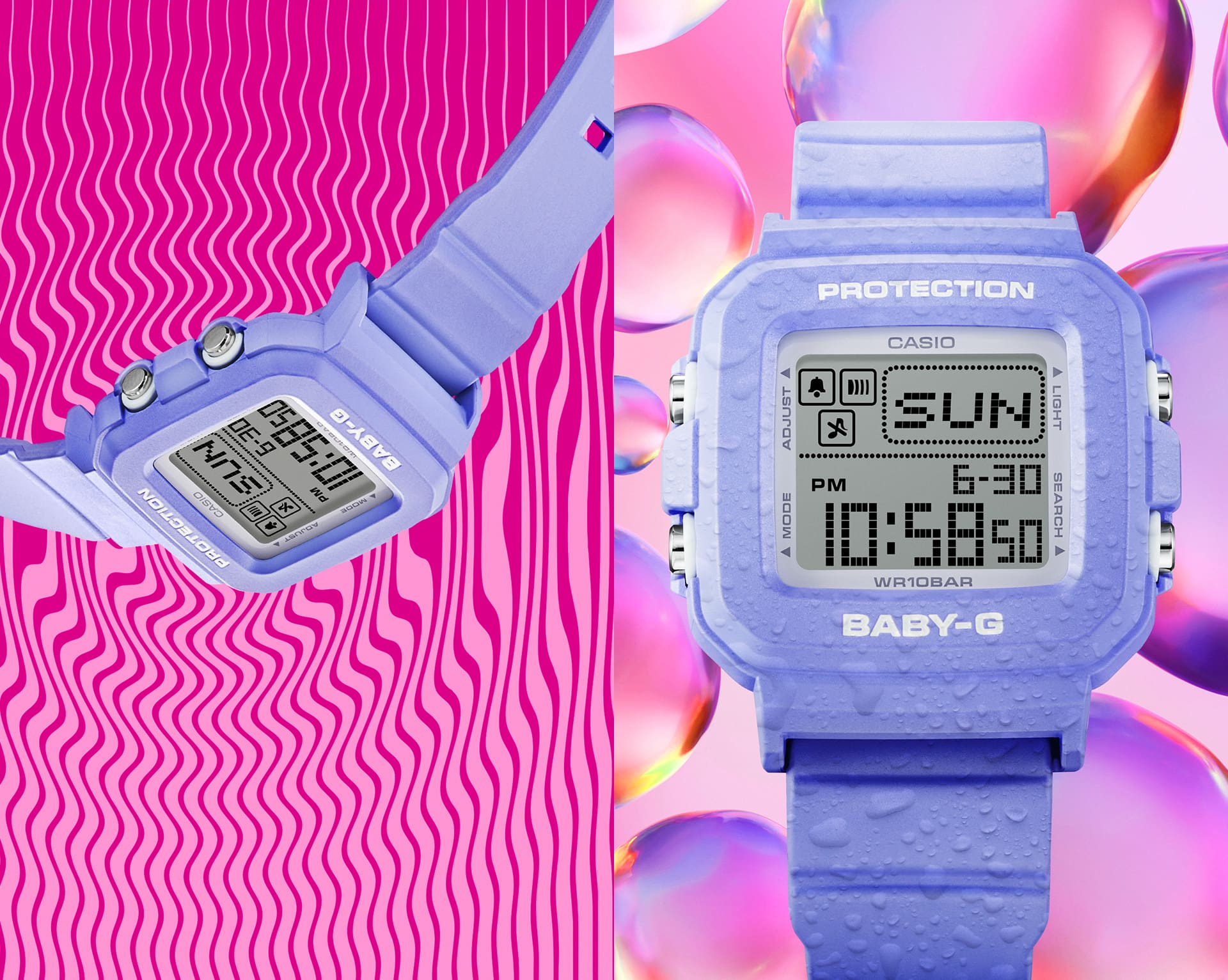 10KH Reloj Baby-G Mujer Correa Resina Lila - Vista trasera